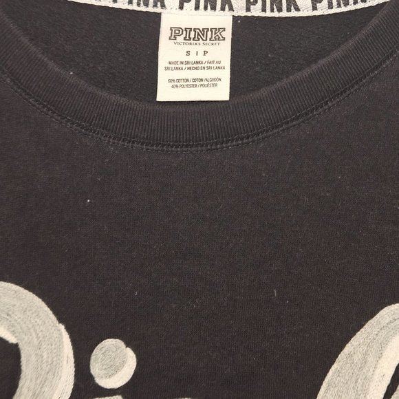 Victoria's Secret Pink Black Zipper Detail Sweatshirt S - Picture 3 of 4
